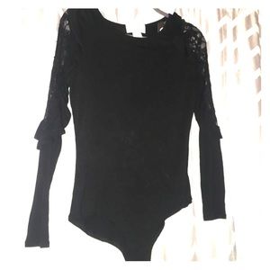 New! Black bodysuit with lace sleeves! 🖤